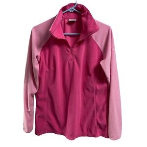 COLUMBIA Womens Pink Lightweight Fleece 1/4 Zip Pullover Jacket Size L‎